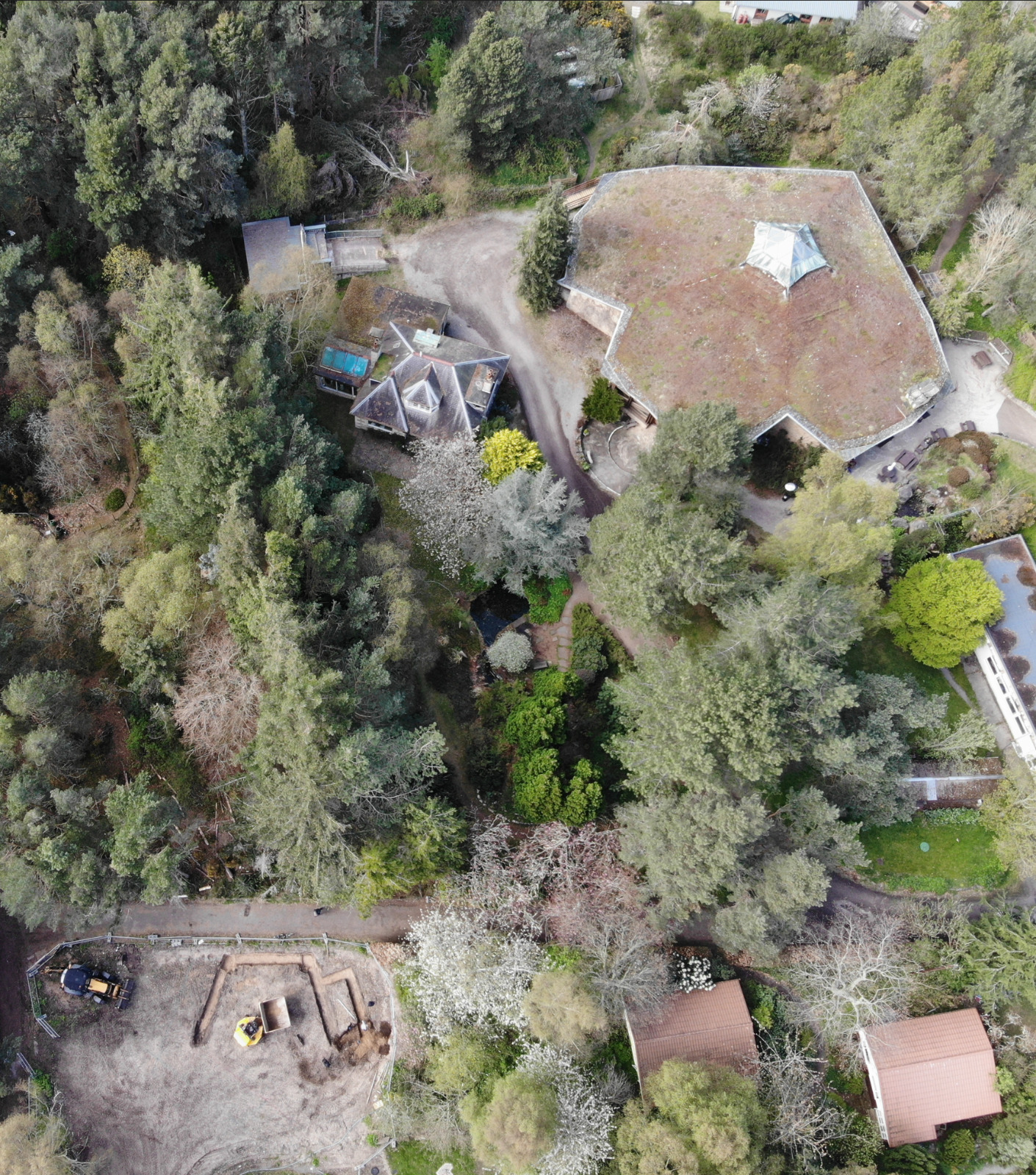 Drone view of Sanctuary foundations