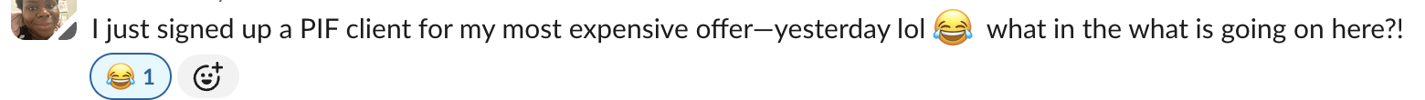 Client win: signed a paid-in-full client for her most expensive offer