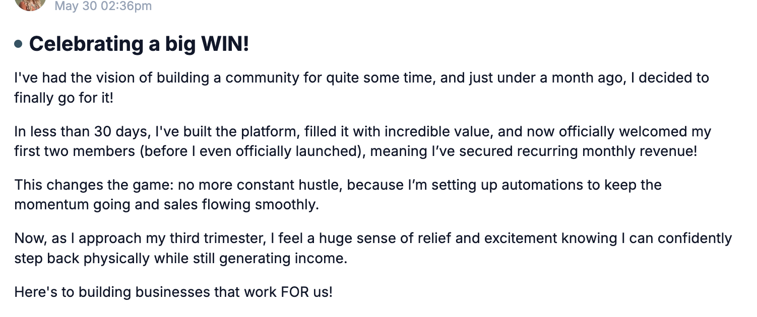Client win: built a paid community in under 30 days with recurring monthly revenue
