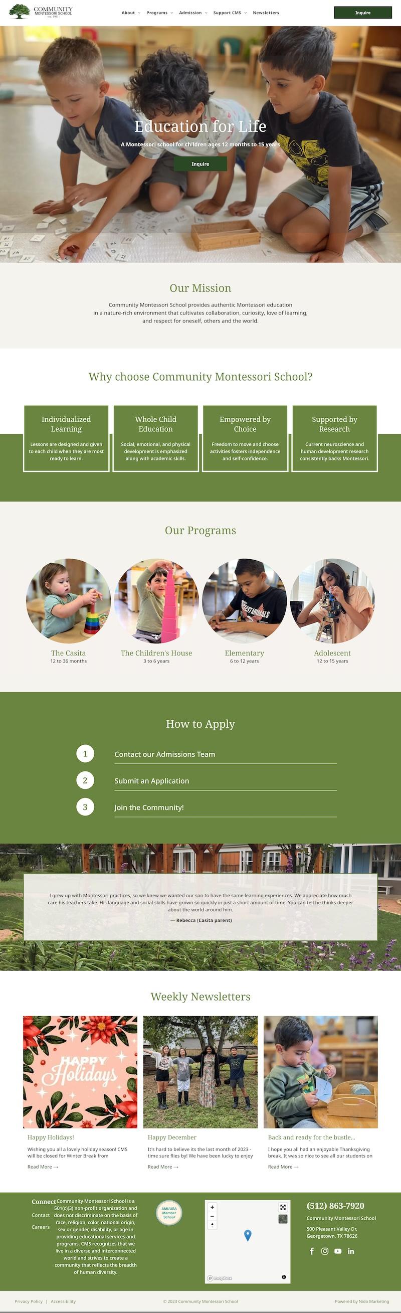 cms homepage after