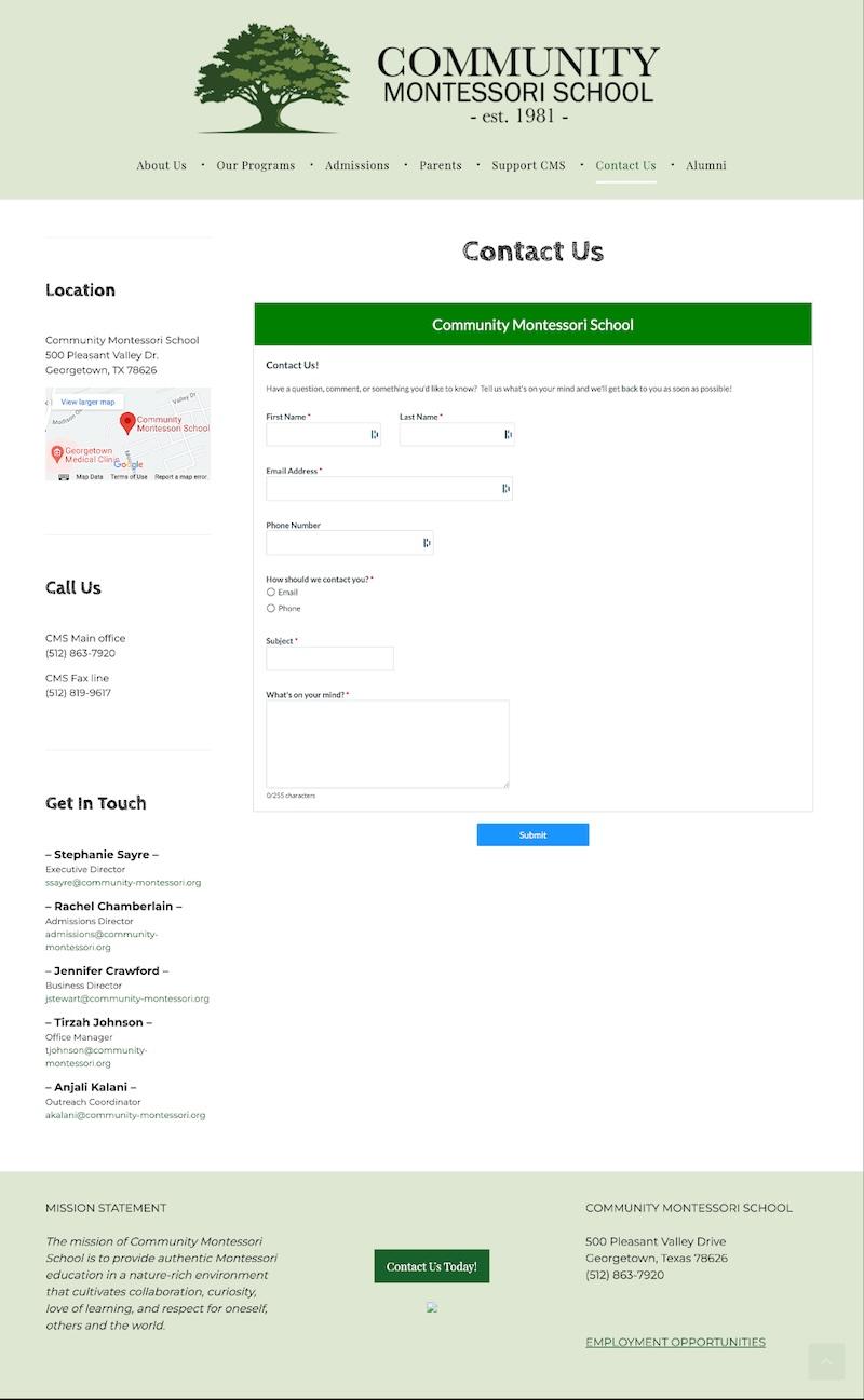 CMS contact before