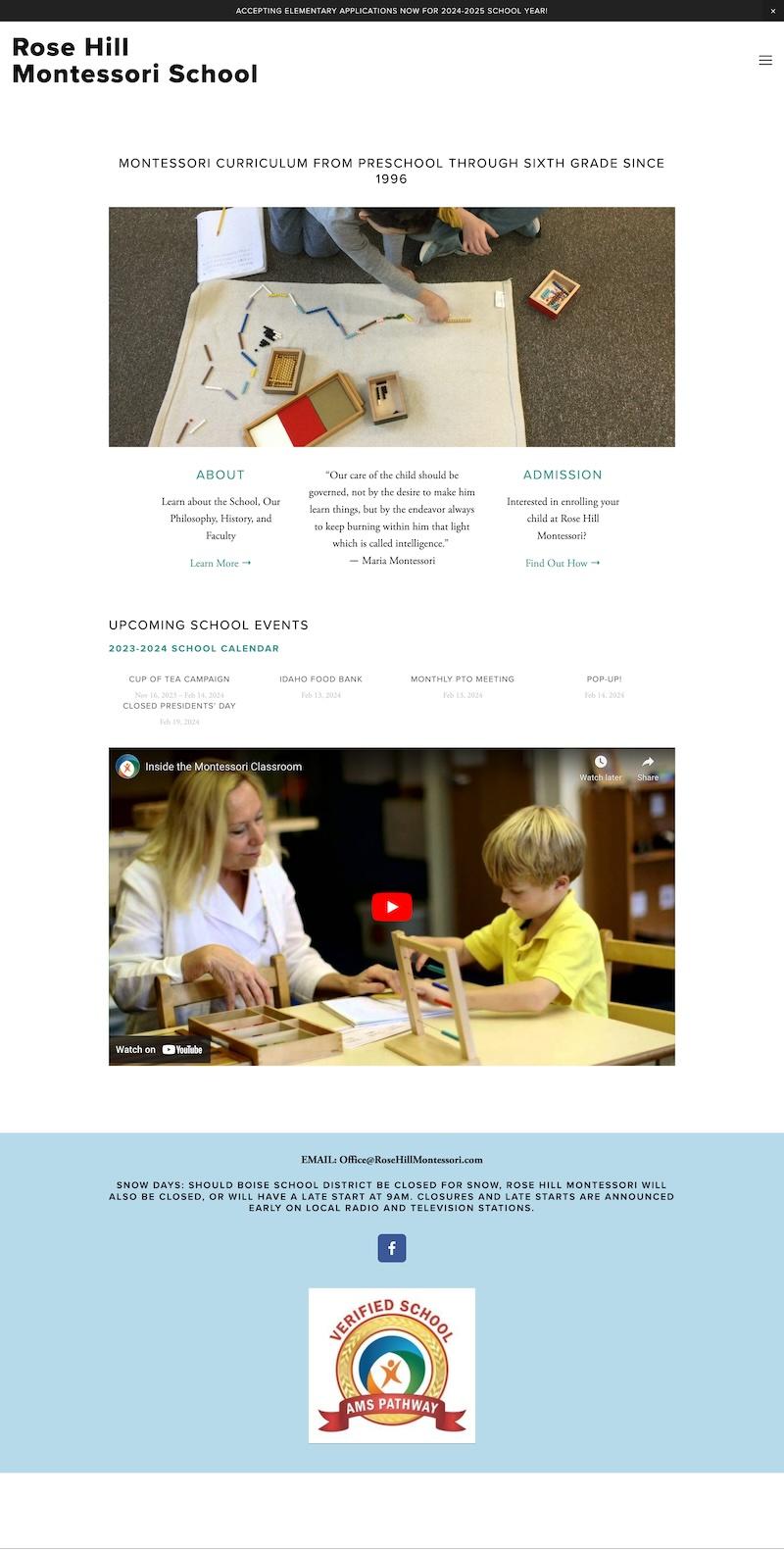 Rose Hill Homepage Before