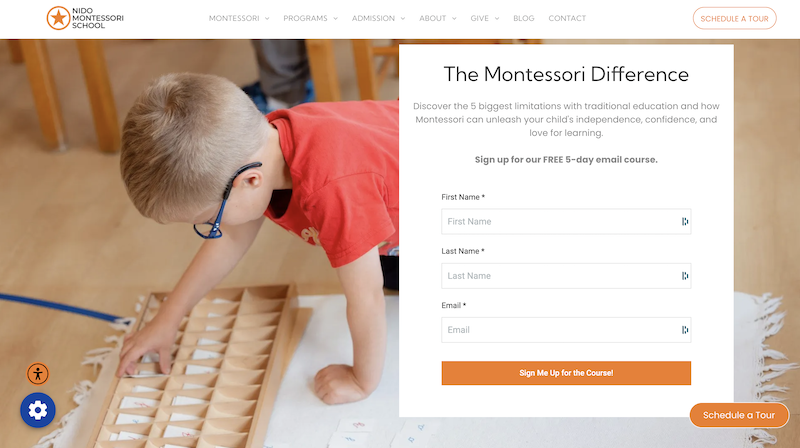 montessori course lead gen