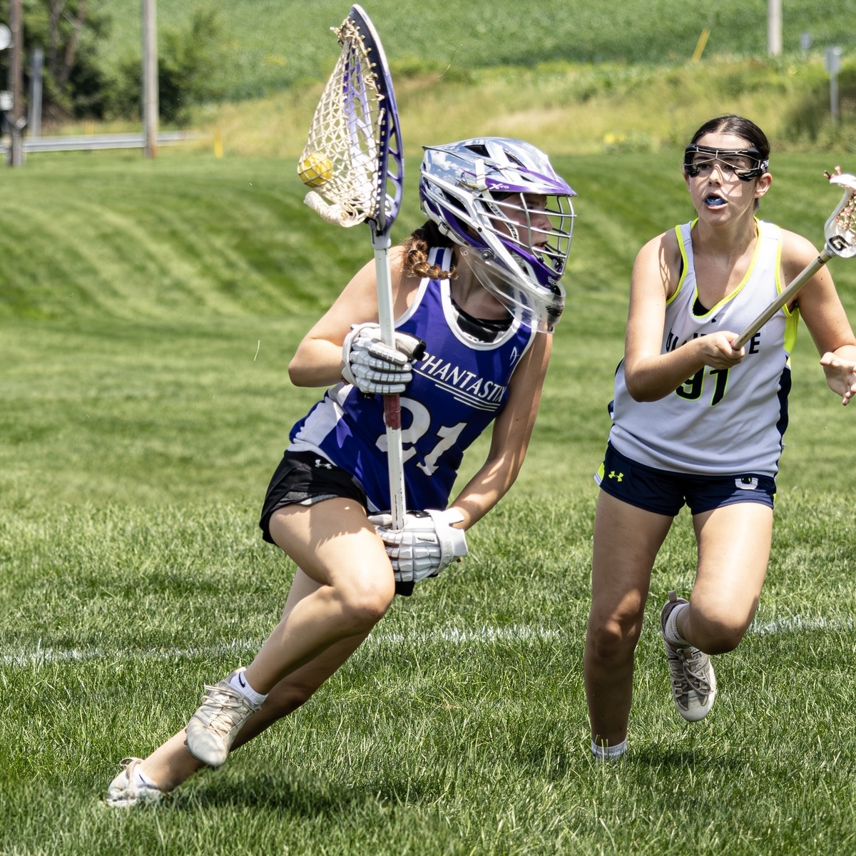 Youth lacrosse goalie communicating