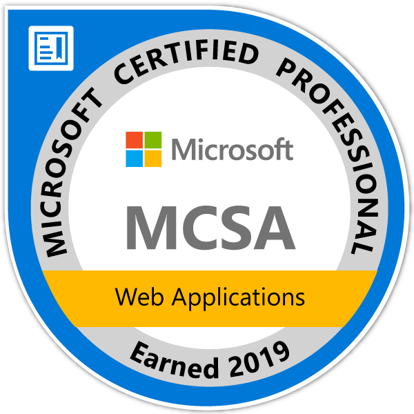 MCSA Web Applications Certified 2019