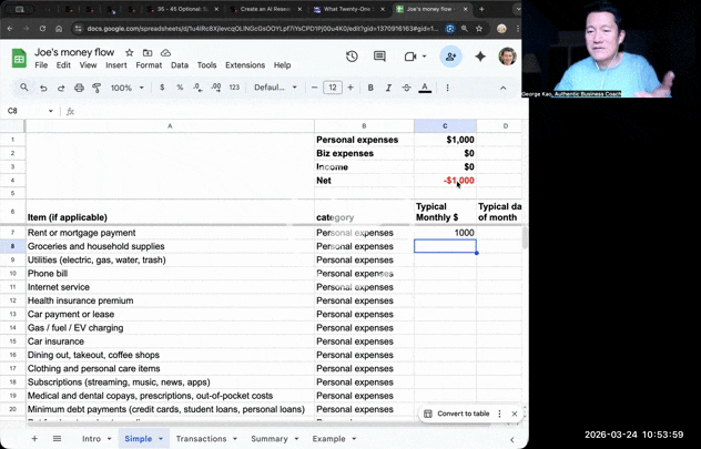money tracking spreadsheet