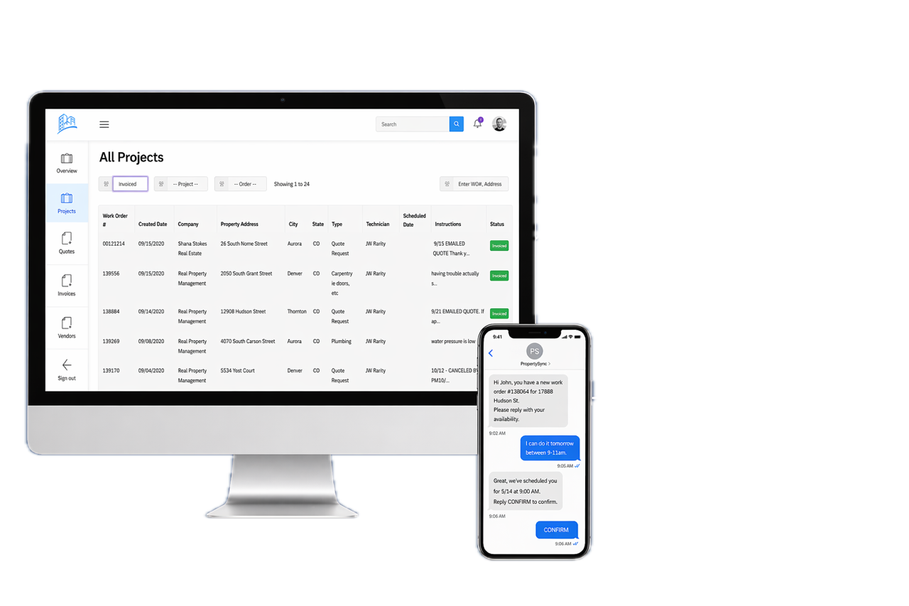 VendorLoop dashboard and text scheduling