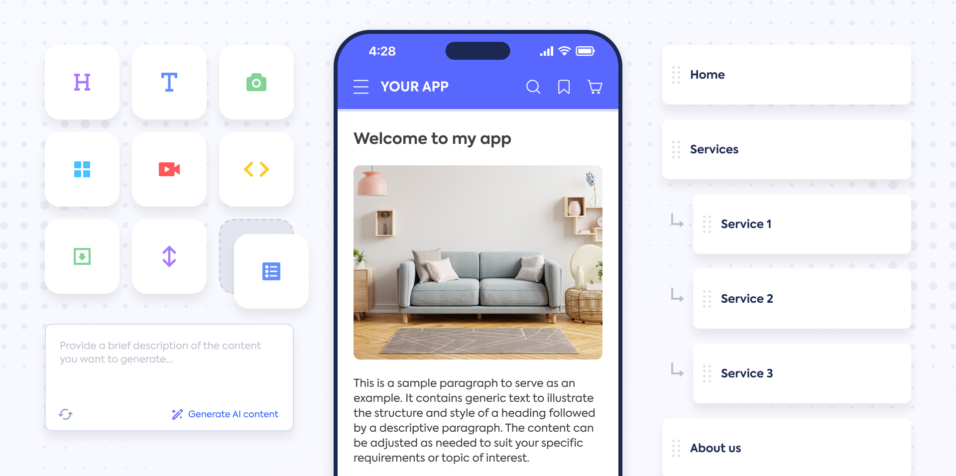 Mobile app pages section overview