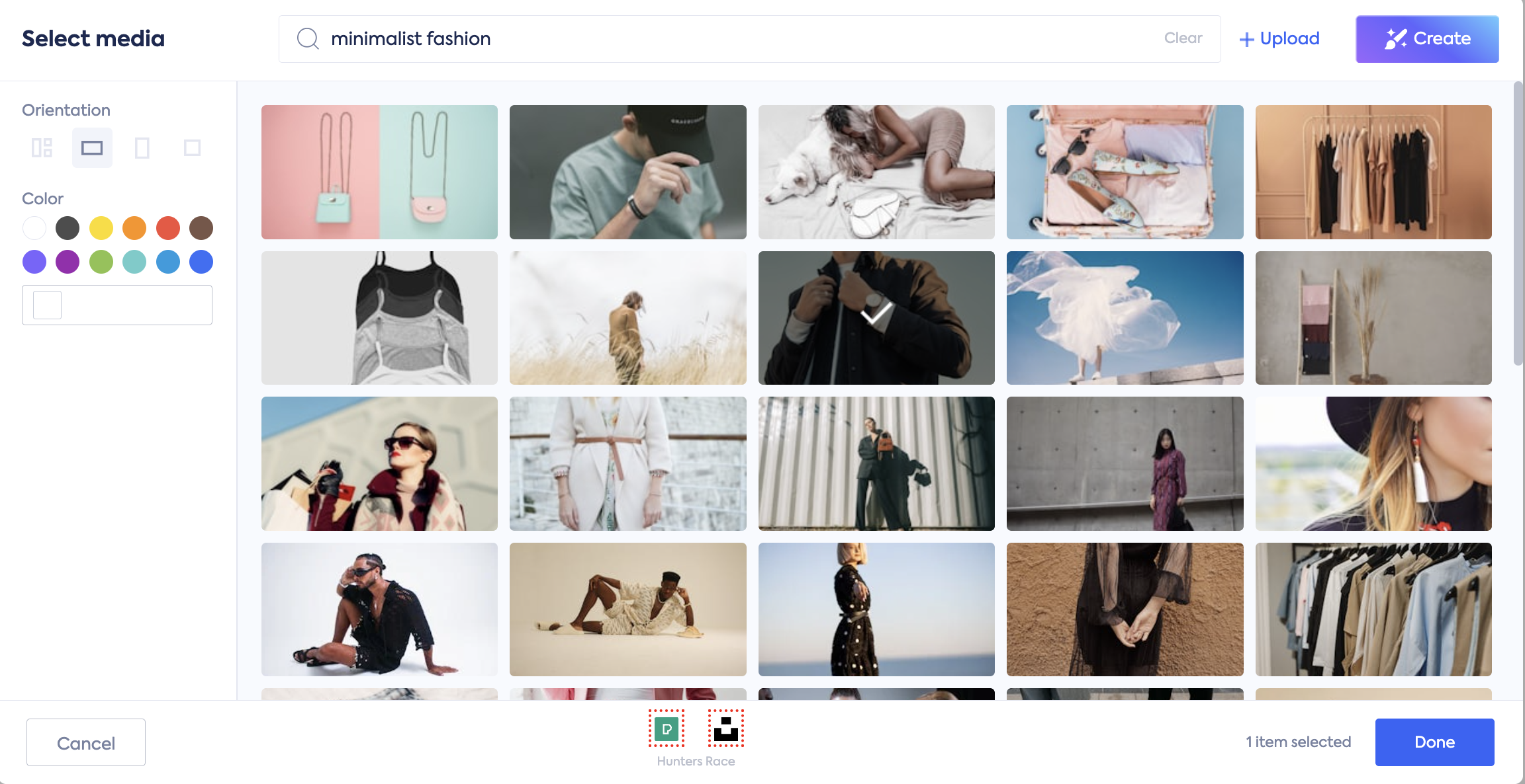 Image library for mobile app posts