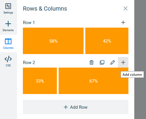 Layout and columns editor