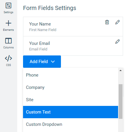 Form fields overview