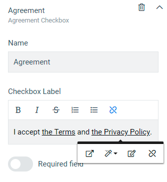 Agreement field