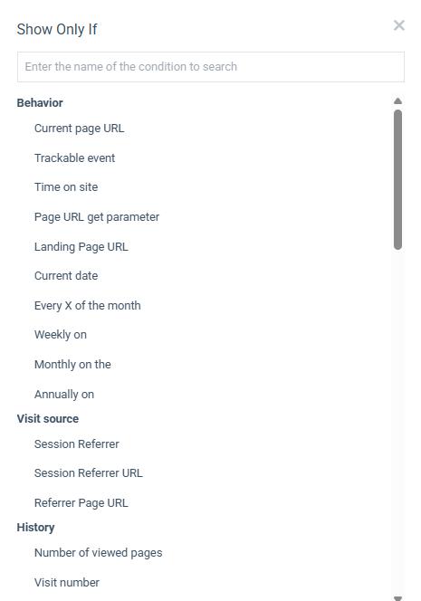 Show Only If targeting panel