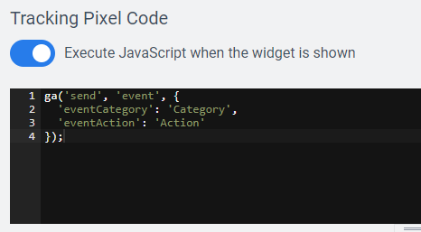 Tracking Pixel Code field