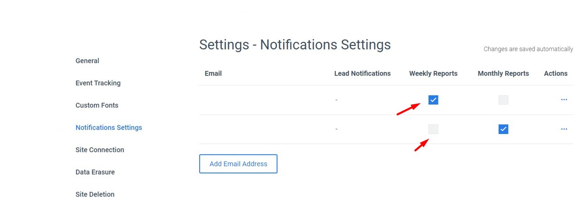 Frequency settings