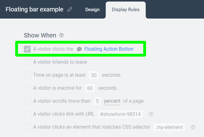 Floating Action Button display rules