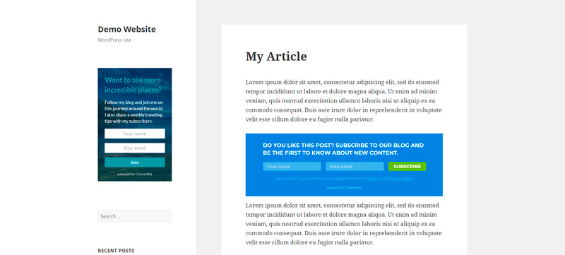 Inline widget example