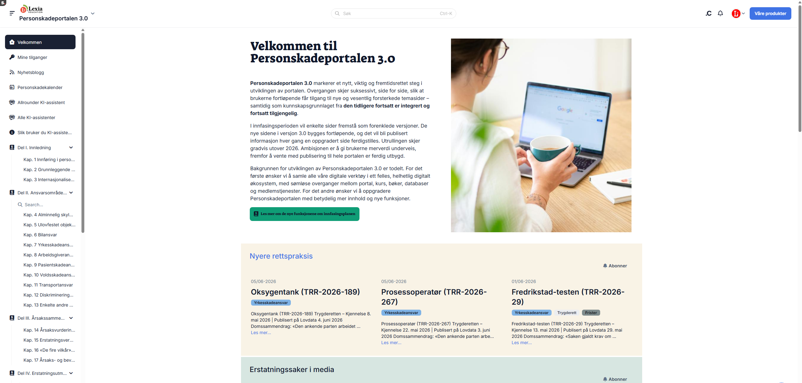 Personskadeportalen – forside