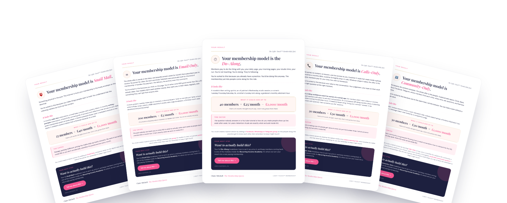 Your membership quiz result, delivered as a branded PDF