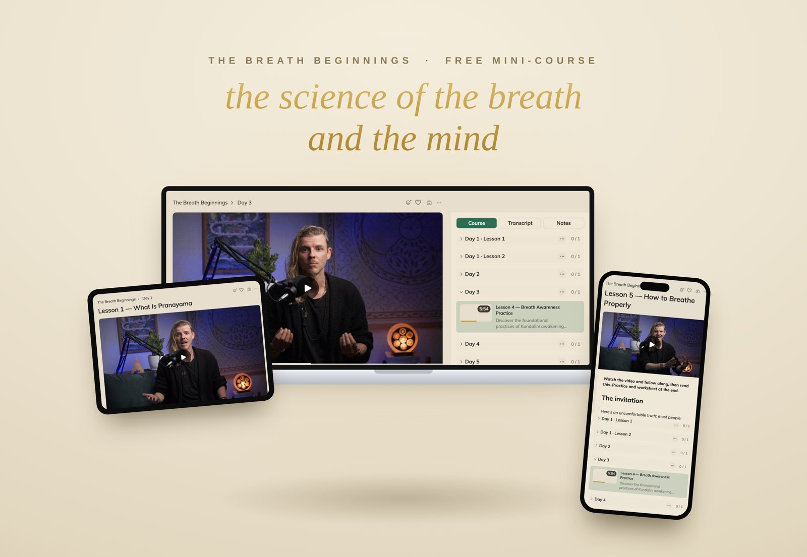 The Breath Beginnings shown on desktop, tablet and phone