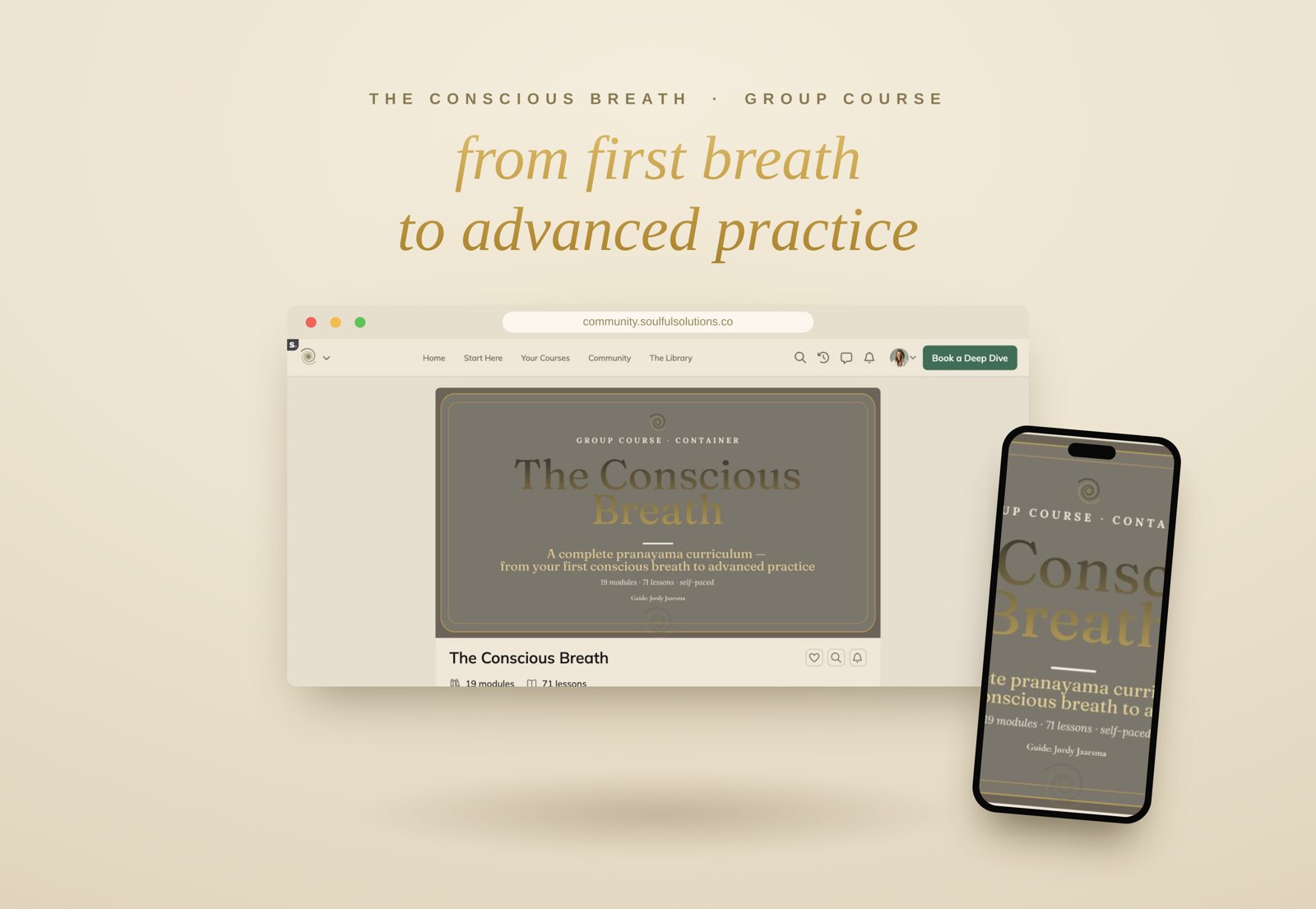 The Conscious Breath shown on desktop and phone