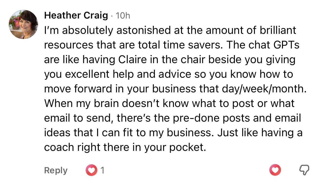 Testimonial from Club member Heather Craig