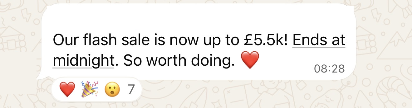 Member win: a flash sale up to £5.5k