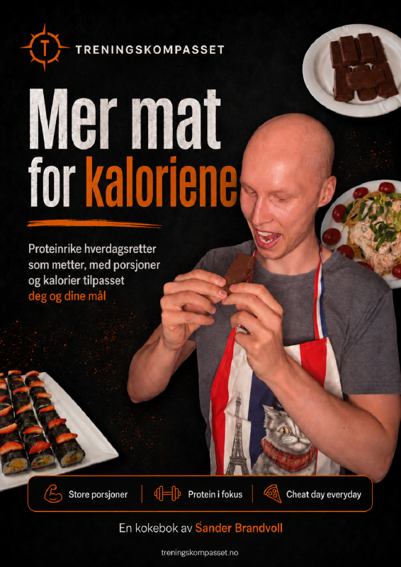 Forsiden til kokeboken Mer mat for kaloriene av Sander Brandvoll