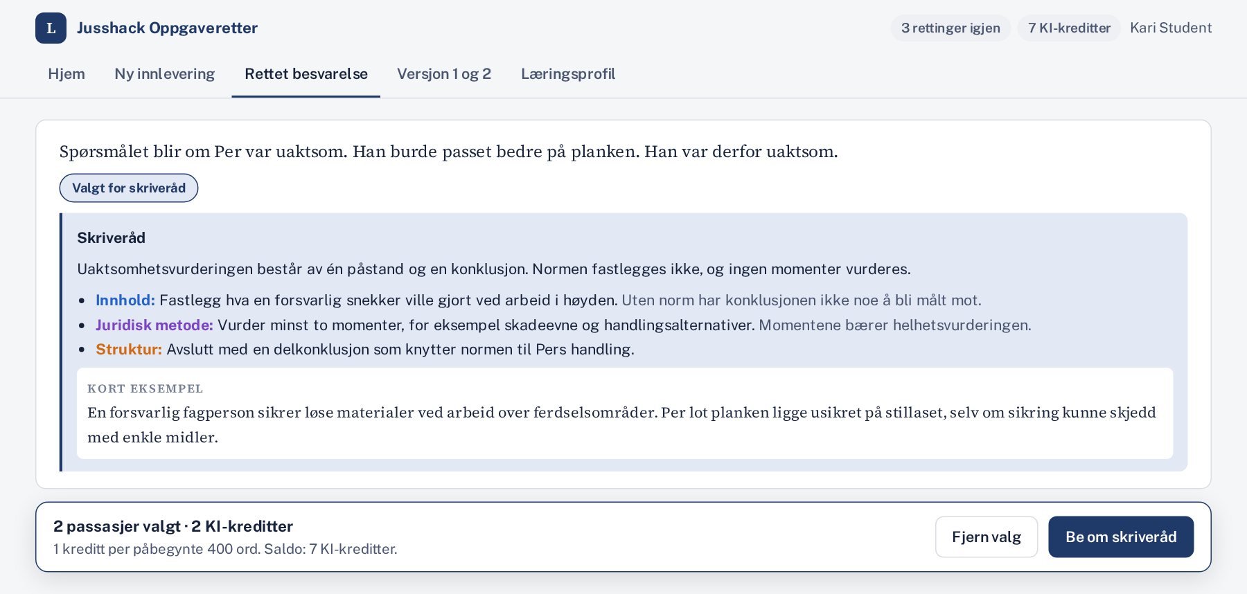 6. Skriveråd: Konkrete råd og et kort eksempel for passasjer du velger.