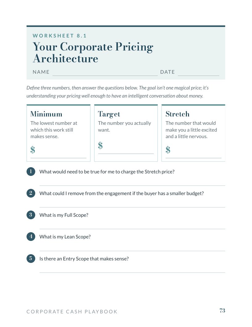 Worksheet 8.1: Your Corporate Pricing Architecture
