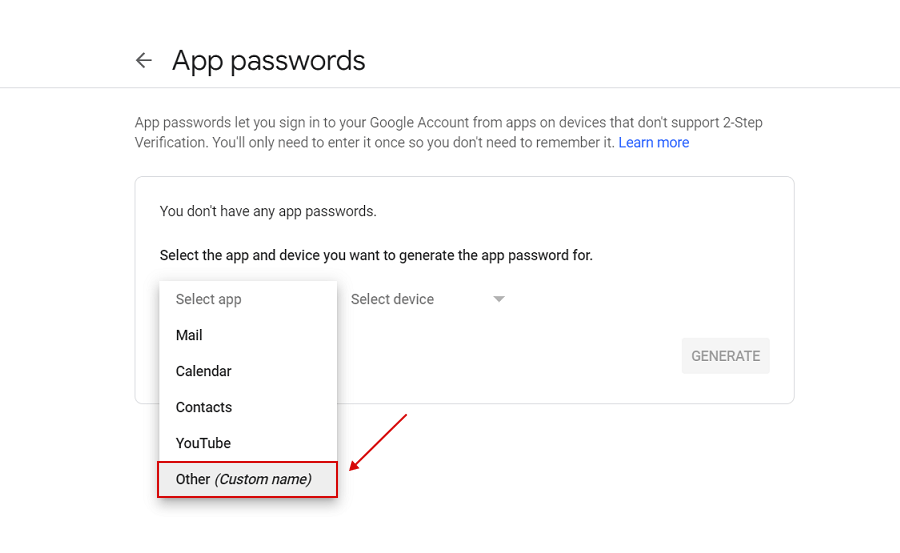 Generate App Password Generate App Password