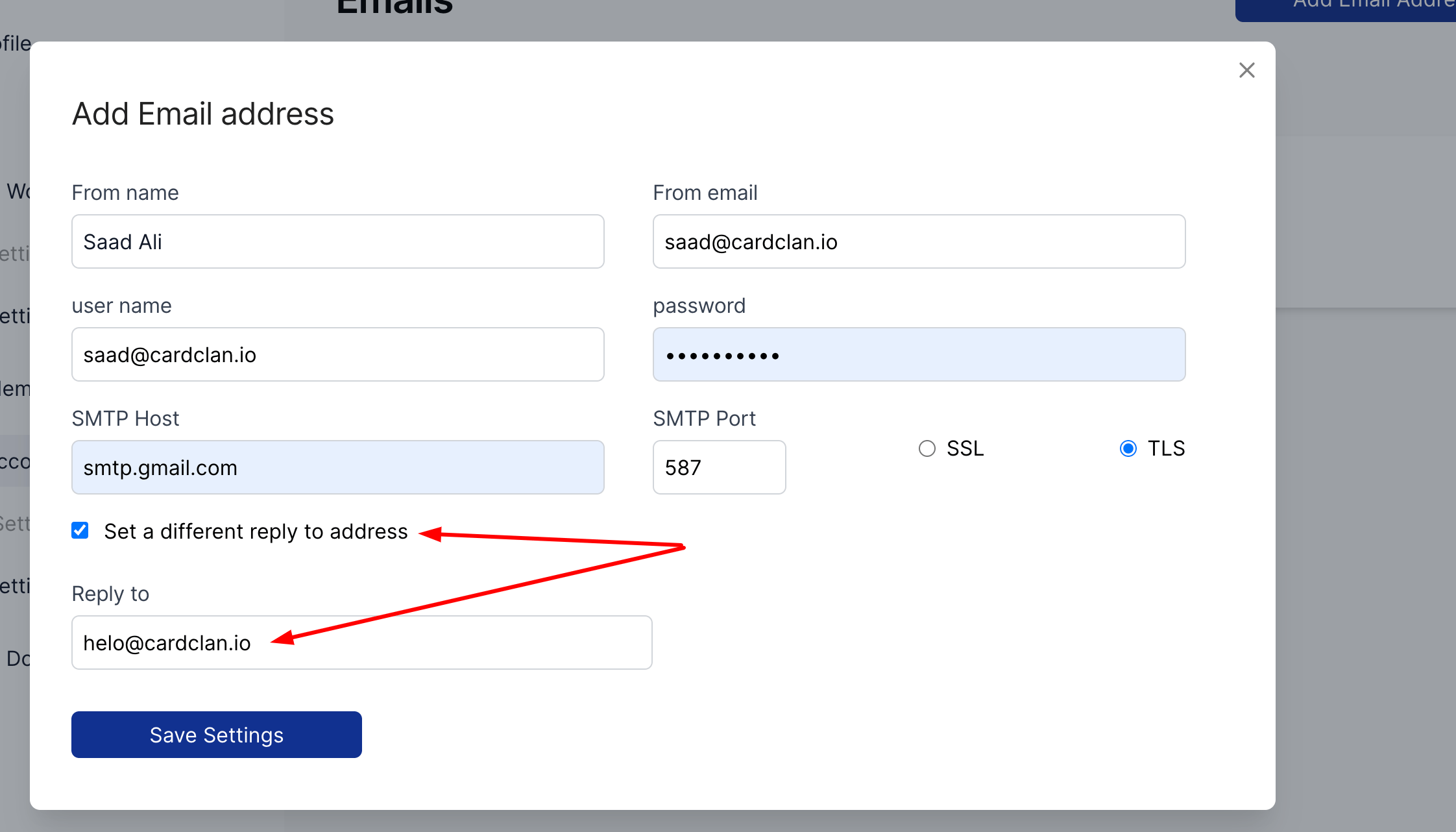 SMTP Settings SMTP Settings