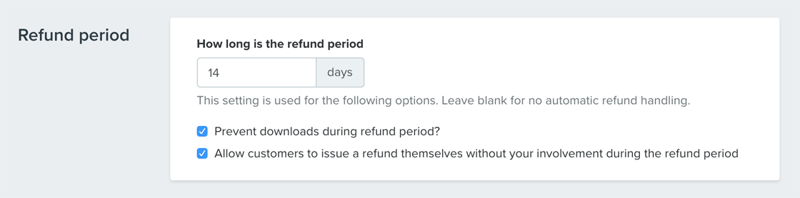 Refund period settings