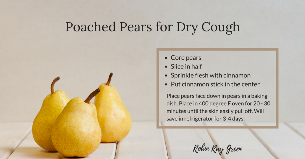 poached pears to stop child's dry cough