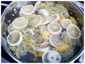 making elderflower cordial