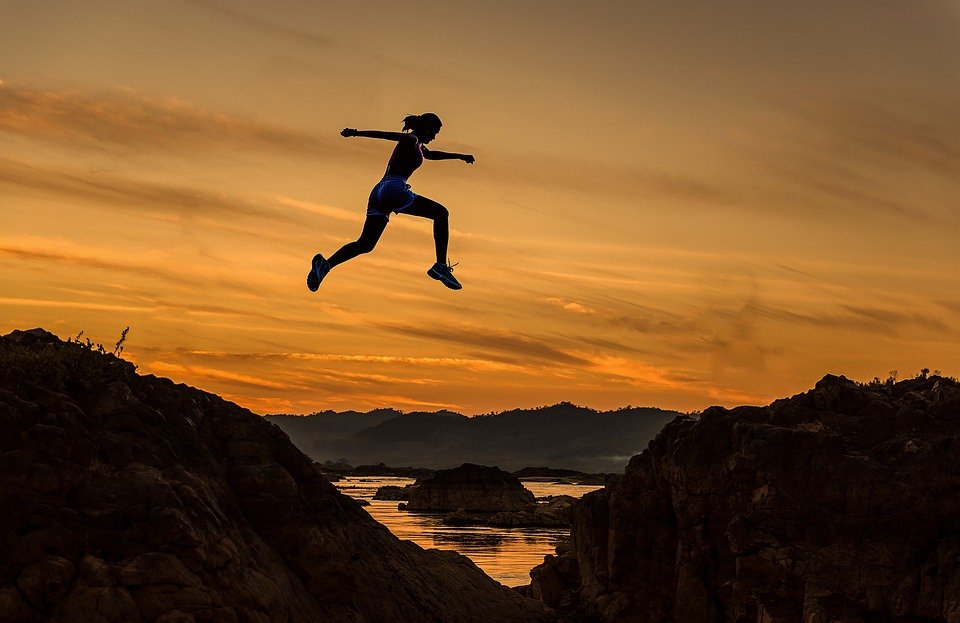 Achieve, Woman, Girl, Jumping, Running, Sports