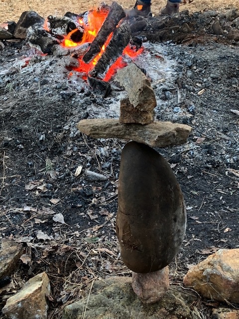 Cairn with rounded rock