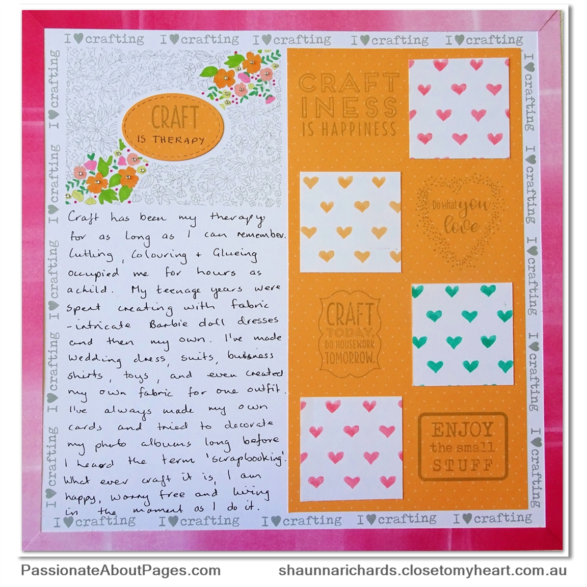 S1808 For the Love of Crafting stamp set is availalbe during August, 2018 only at www.shaunnarichards.closetomyheart.com.au. All crafters need this one in their stash.