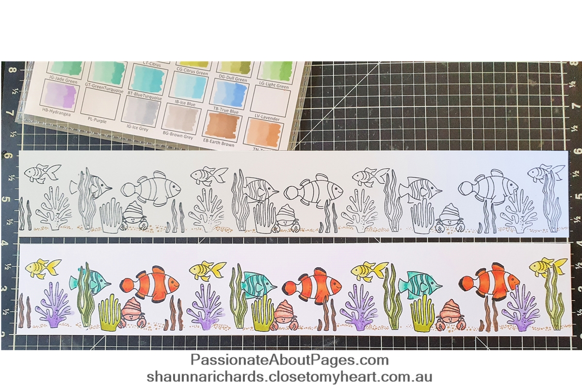 Create your own ocean scene with O-fish-ally Awesome (S2004) – April 2020's Stamp of the Month from Close To My Heart.  Perfect for scrapbookers and card makers. Order yours from https://shaunnarichards.closetomyheart.com.au/  during April 2020