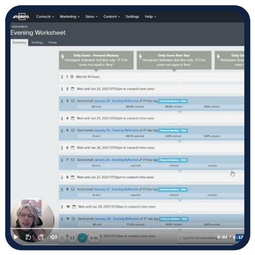A personalized video response from the Simplero support team