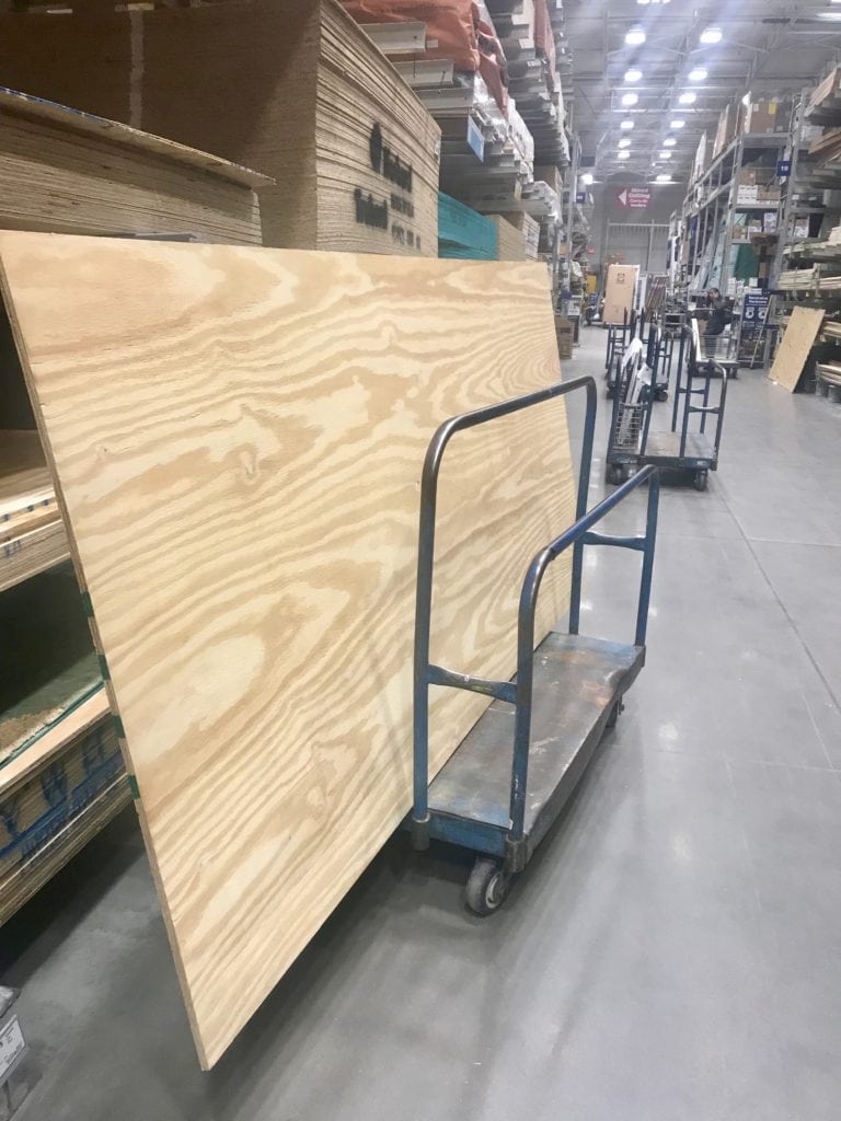 plywood on dolly in Lowes