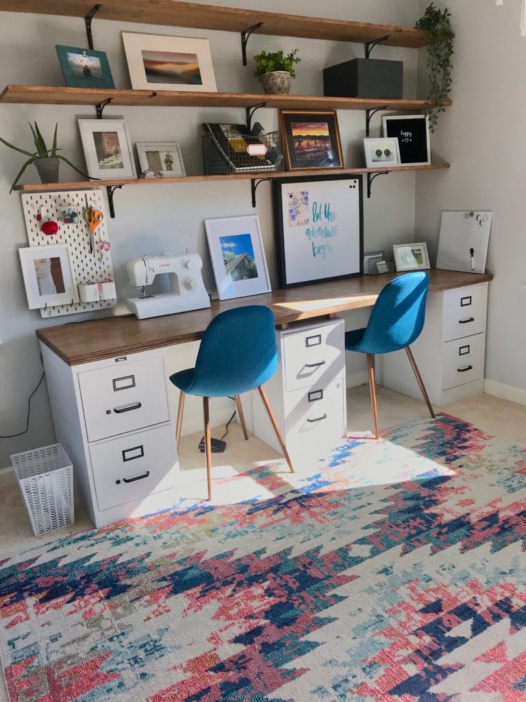 Amelia's office with DIY desk 