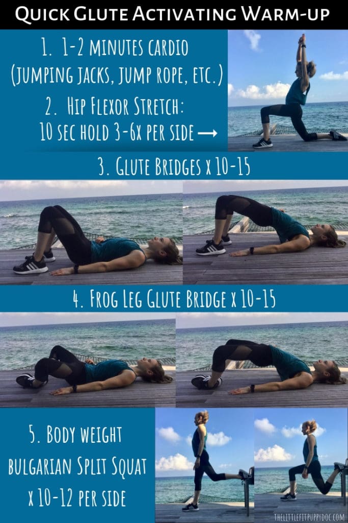quick glute activating warm-up infographic