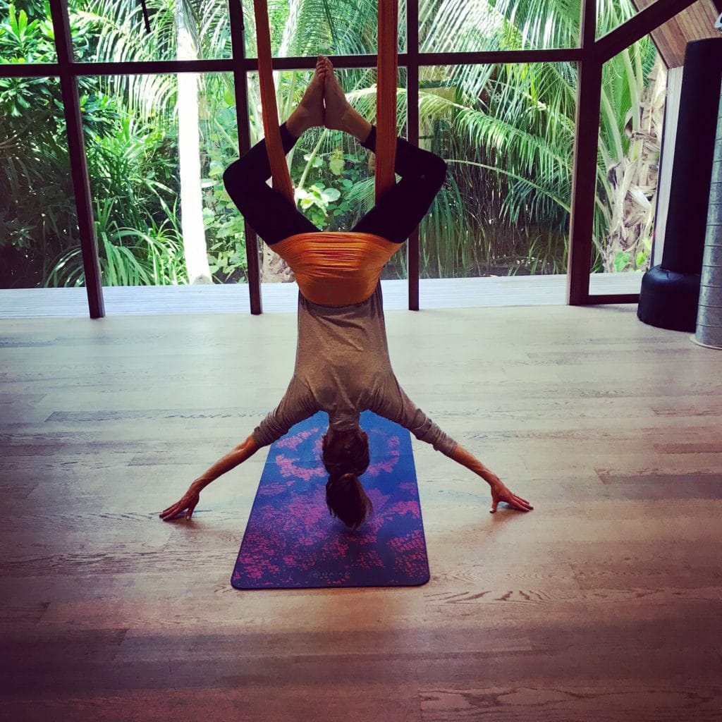 anti-gravity yoga, st. regis maldives yoga