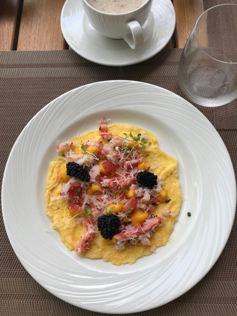 caviar omelette, alba breakfast, st. regis maldives