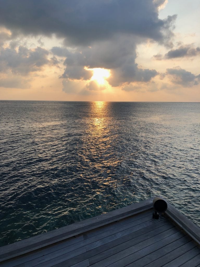 sunset from Whale Bar, St. Regis Maldives 