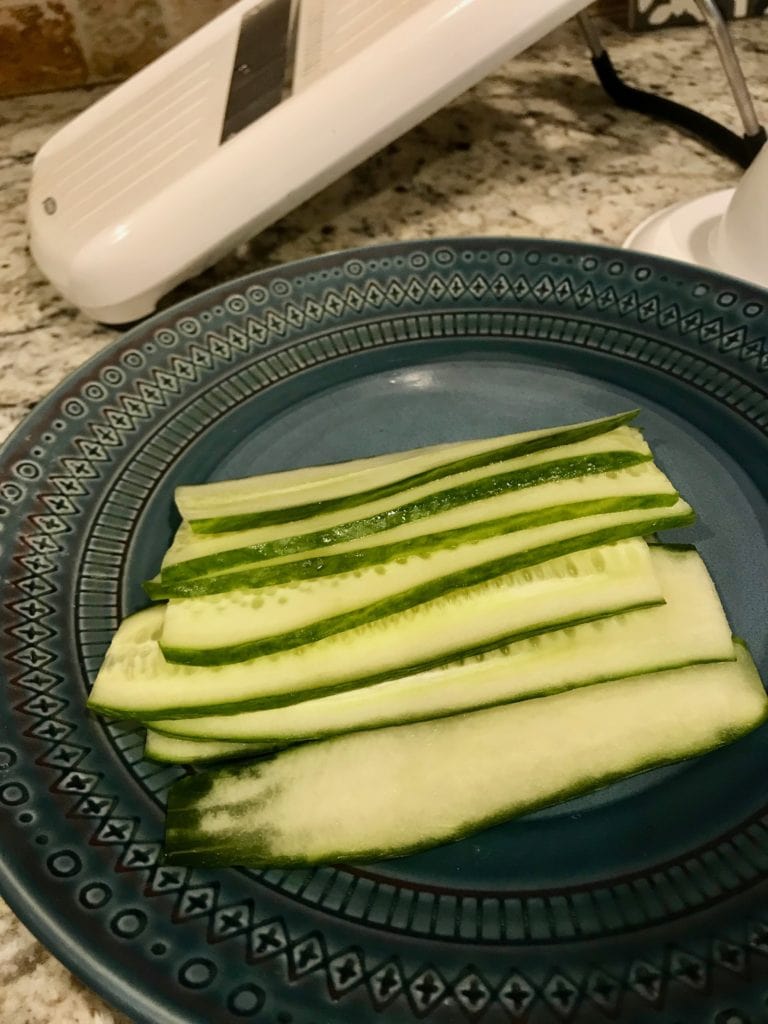 cucumber slices with mandolin