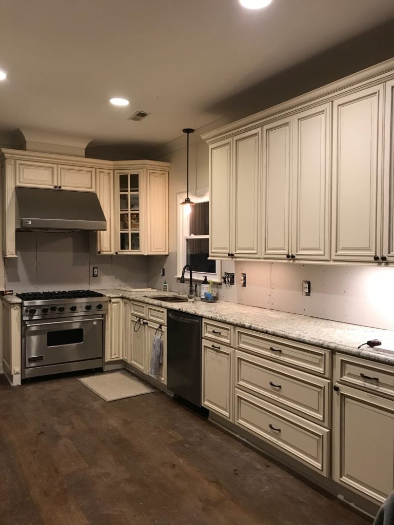 dry wall back up in kitchen