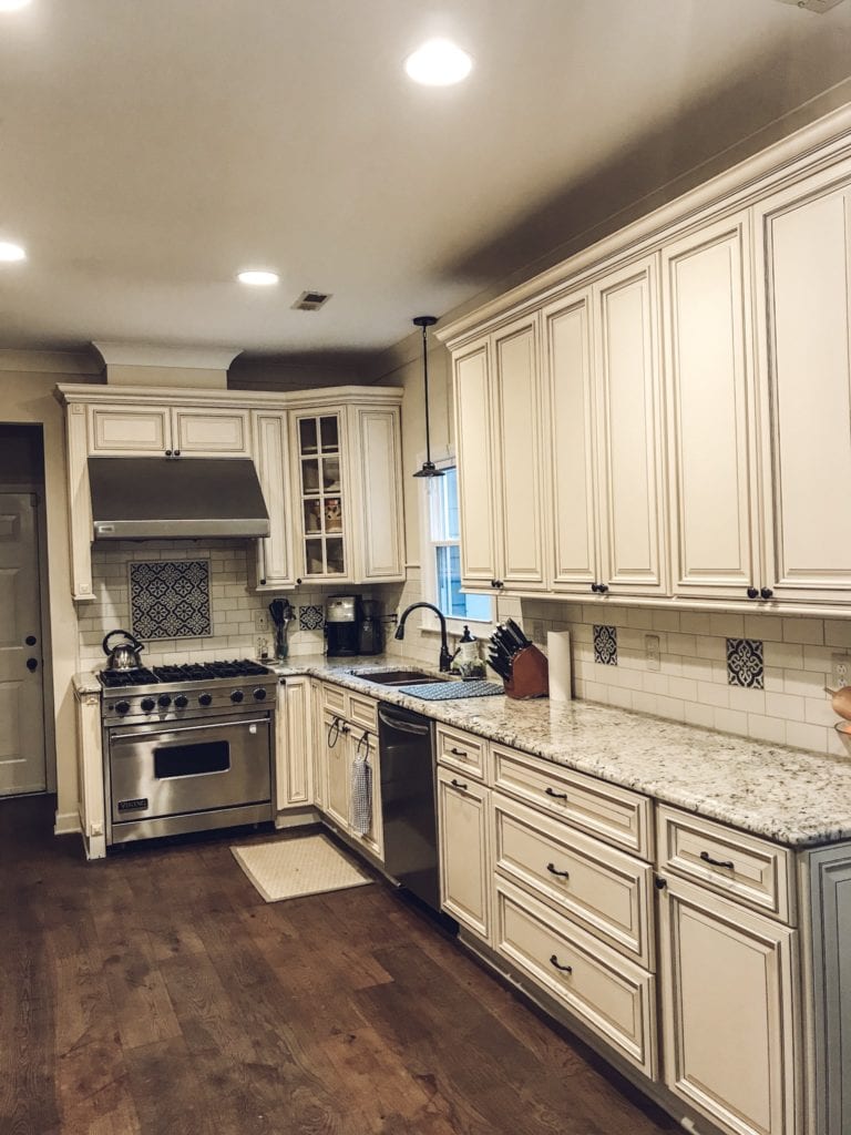 kitchen with new backsplash