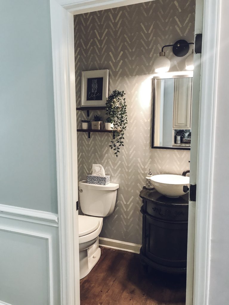 DIY faux wallpaper bathroom